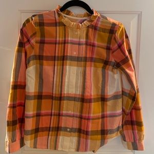 J Crew NWT Ruffleneck Tuxedo Flannel Shirt XS